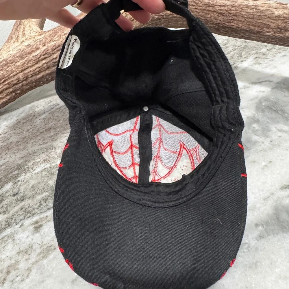 Marvel Spider-Man Miles Morales Red Black Web Glitter Baseball Cap Hat